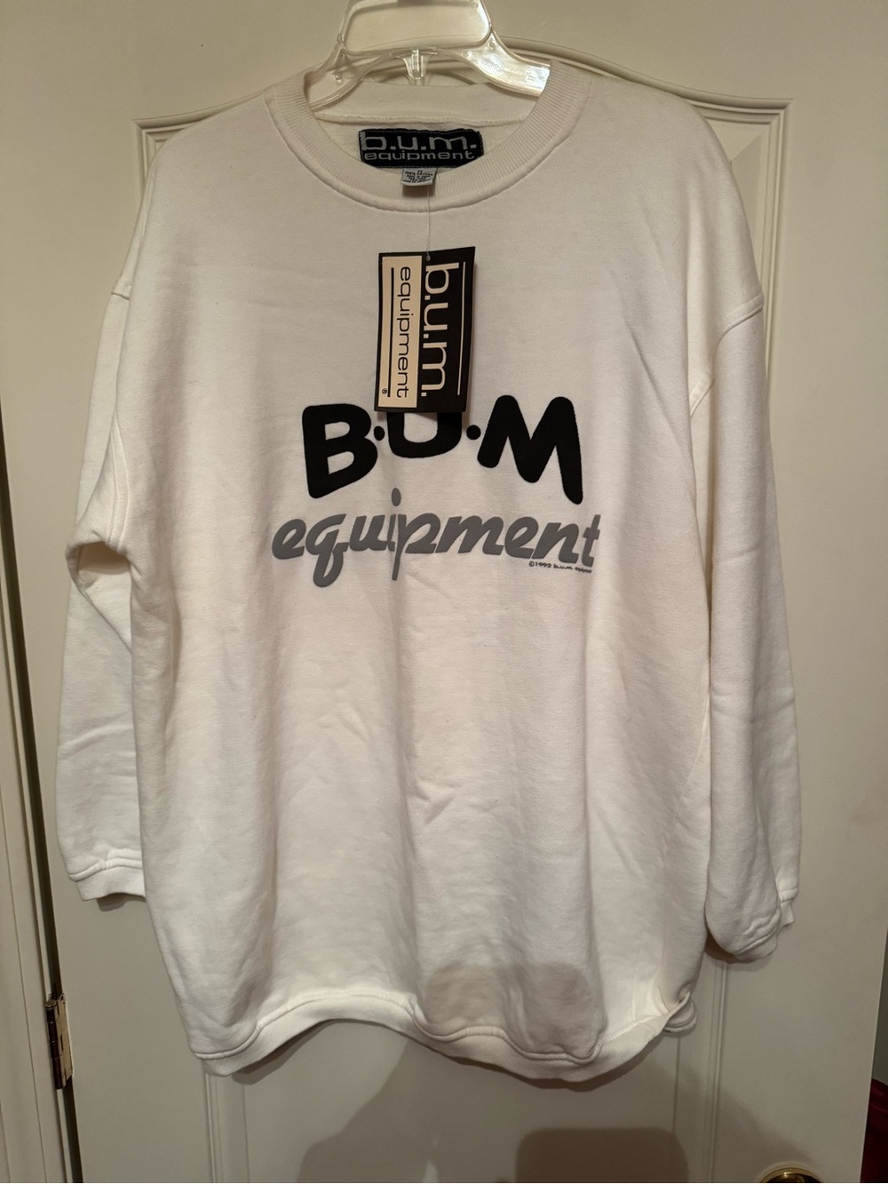 Vintage 90s B.U.M. Equipment Men's Graphic White Crewneck Mens Size Medium NEW